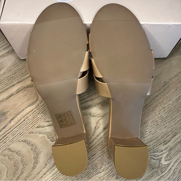 New! J. Adams Nori Mule Sandal Slip On Block Heeled Vegan Patent Nude Women’s 11 - Picture 6 of 7